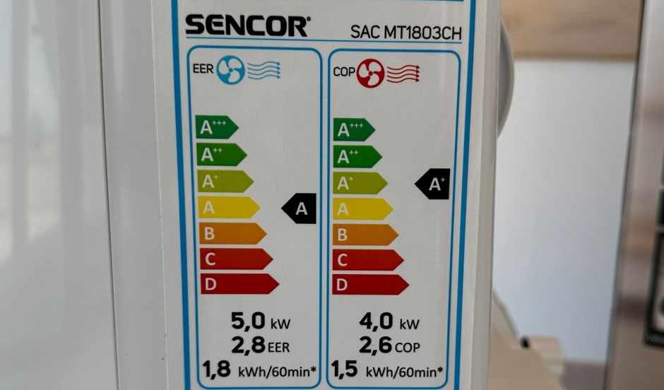 Mobilná klimatizácia Sencor SAC MT1803CH - štítok